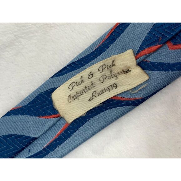 Gunter's Fashion Neck Tie Geometric Blue Orange Import Polyester Vintage 74" - Picture 2 of 3